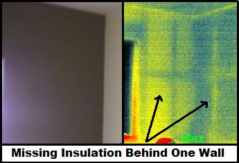 thermal image of missing insulation